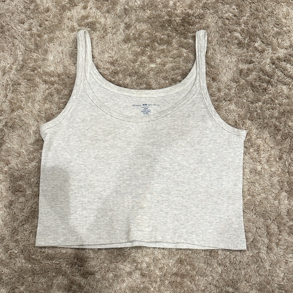 Brandy Melville Gray Ribbed Tank Top